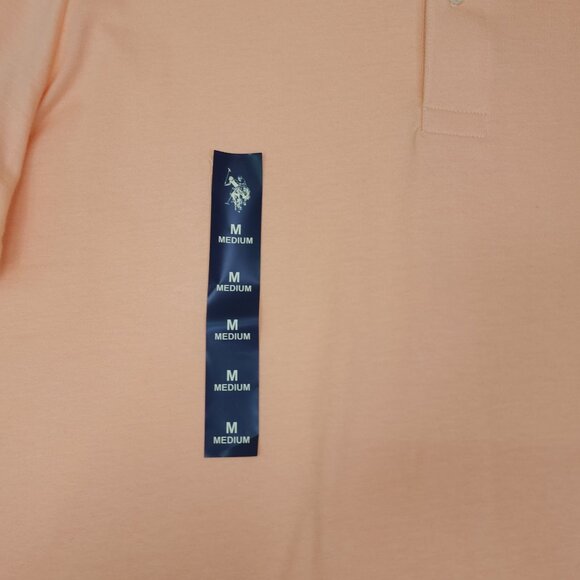U.S. Polo Assn. Mens Peach Polo Shirt Medium Cotton Short Sleeve - Picture 8 of 9